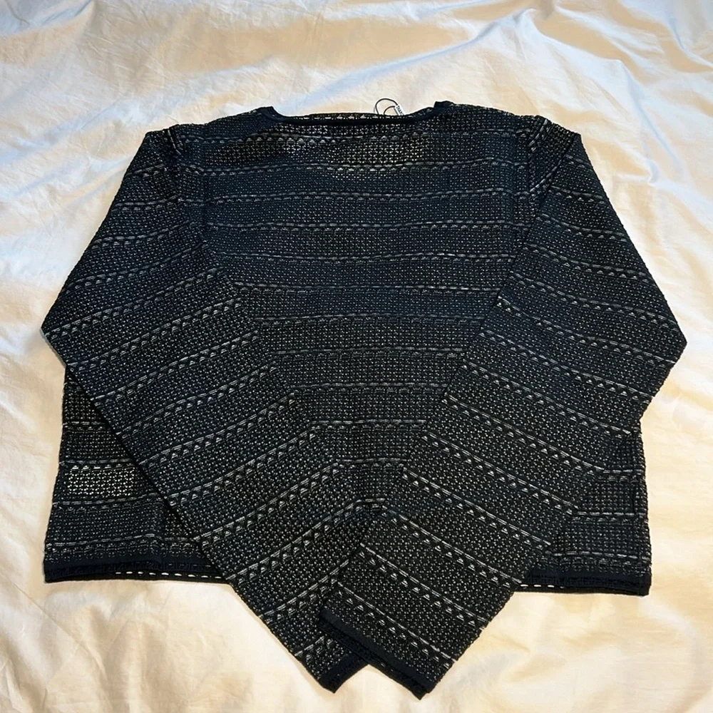 NWT THAKOON Lace Jacquard Mini Crewneck Sweater Black XL
